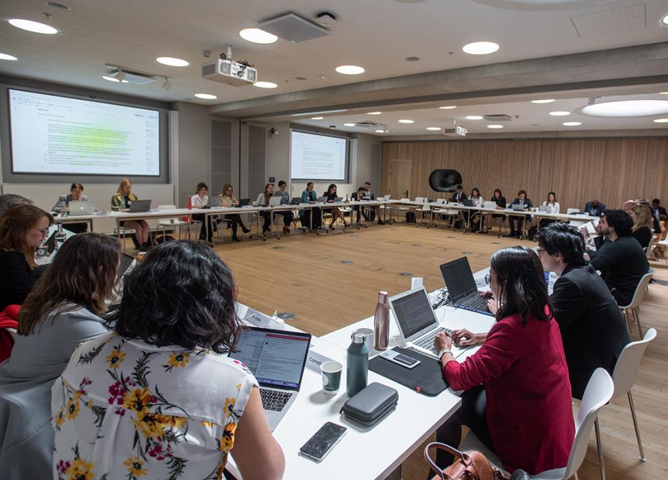 Students during the roundtable discussion in the COP17 simulation