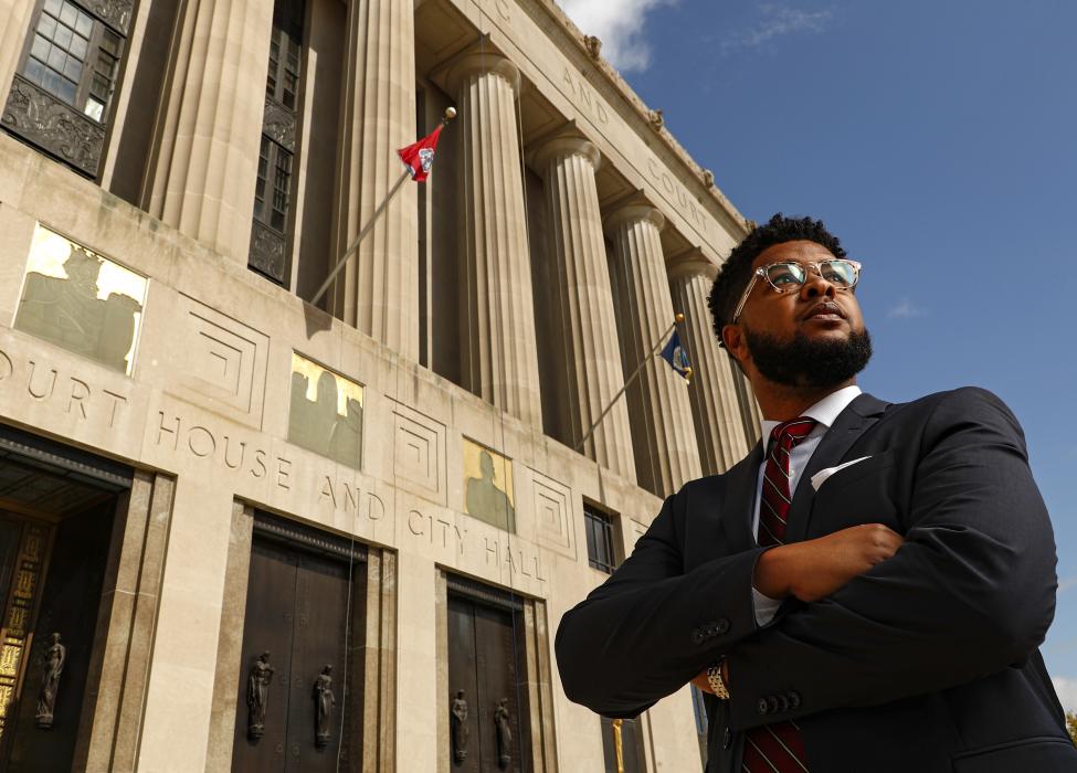 Robert Fisher in front of Nashville city hall